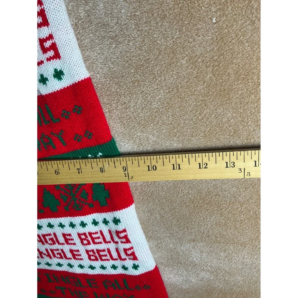 Christmas Stocking Jingle Bells Jingle All‎ The Way Red Green White Knit Bells